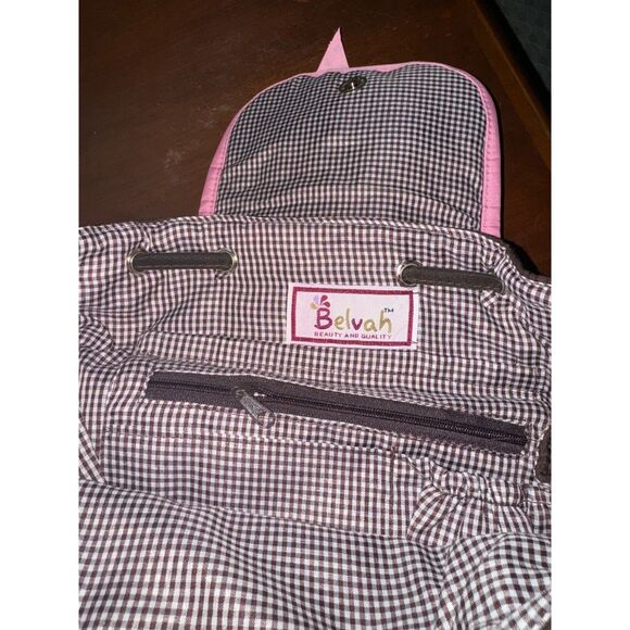 Belvah NWT Quilted Backpack with 1 or 2 Straps Brown and Pink - Picture 6 of 15
